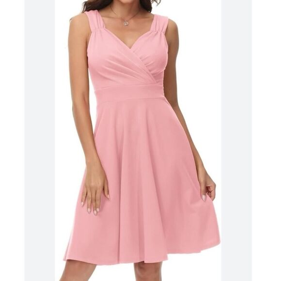 GRACE KARIN Coquette Wrap Pinkcore Bridesmaid Cocktail Party Dress Size M - Picture 1 of 10